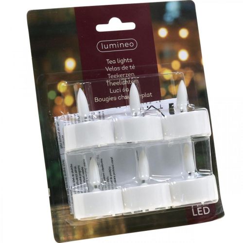 Floristik24 Lumini da tè a LED bianchi caldi Effetto fiamma Candele artificiali a LED Ø3,6cm Set di 6