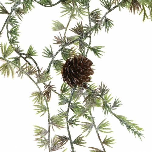 Floristik24 Ghirlanda di larice verde/ghiacciata con coni 180cm