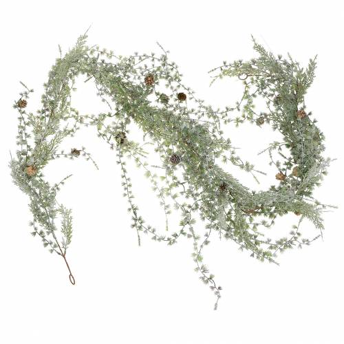 Floristik24 Ghirlanda di larice verde/ghiacciata con coni 180cm