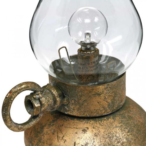 Floristik24 Lampada decorativa antica, luce LED color ottone, aspetto vintage H19cm L13,5cm