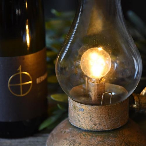 Floristik24 Lampada decorativa antica, luce LED color ottone, aspetto vintage H19cm L13,5cm