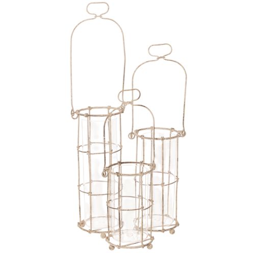 Lanterna da giardino, in metallo, a vento, Ø8,5 cm, H23/18,5/14,5 cm, set da 3 pezzi