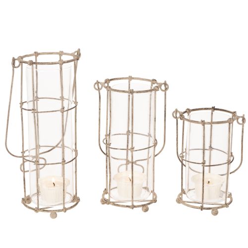 Lanterna da giardino, in metallo, a vento, Ø8,5 cm, H23/18,5/14,5 cm, set da 3 pezzi | Floristik24.it