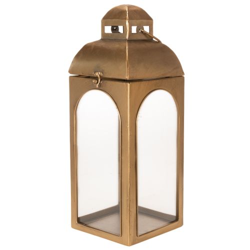 Lanterna in metallo, vetro, metallo effetto ottone, altezza 50 cm, set da 2 | Floristik24.it