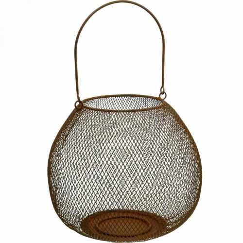 Floristik24 Lanterna decorativa con manico in metallo effetto ruggine Ø26cm H22cm