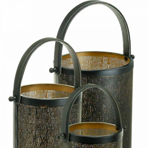 Prodotto Lanterne decorative, motivo a fori in metallo lanterna H35,5/31/25 cm set di 3