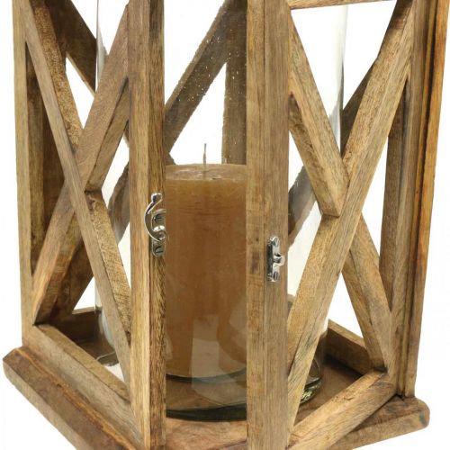 Prodotto Lanterna in legno grande con lanterna in vetro aspetto antico 25×25×41 cm