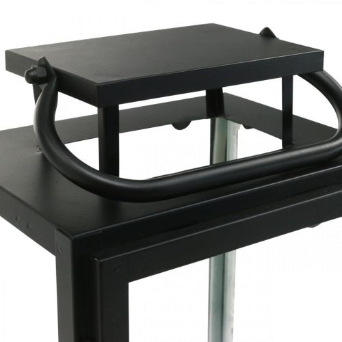 Floristik24 Lanterna decorativa in metallo nero, lanterna rettangolare in vetro 19x15x30,5cm