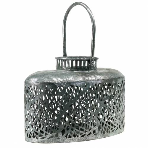 Floristik24 Lanterna ovale aspetto antico metallo argento 15×28cm H19cm