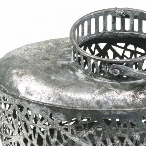 Floristik24 Lanterna ovale aspetto antico metallo argento 15×28cm H19cm