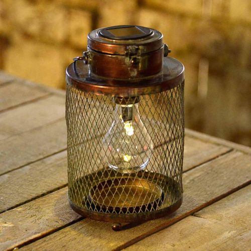 Floristik24 Lanterna in metallo, lampada solare, LED, aspetto antico Ø13,5cm H28,5cm