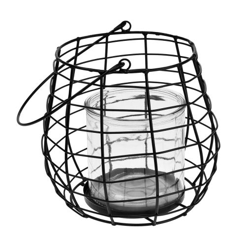 Floristik24 Lanterna da giardino con lanterna in vetro nero Ø20cm H18,5cm