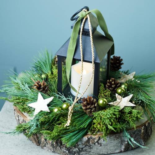 Floristik24 Lanterna con candela LED nera 10,5×24cm