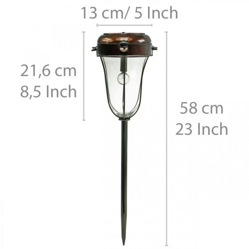 Floristik24 Lanterna solare da collegare, asta luminosa a LED Ø13,5cm L58cm H21cm