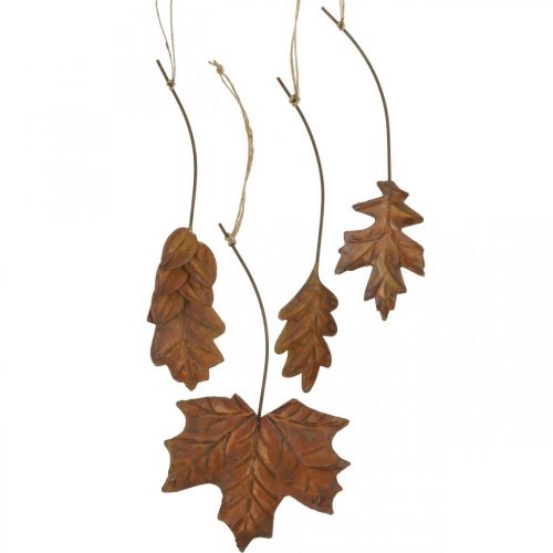 Floristik24 Foglie di metallo da appendere foglie autunnali marrone ruggine 7,5-10 cm 4 pezzi
