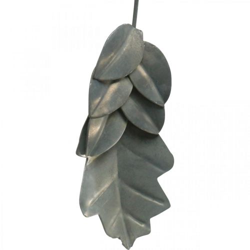 Floristik24 Foglie in metallo da appendere foglie autunnali grigio antico 7,5-10 cm 4 pezzi