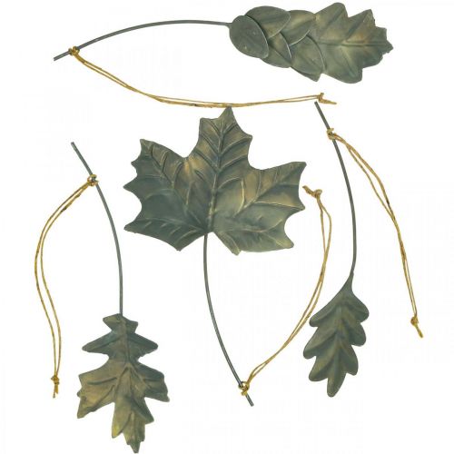 Foglie decorative autunnali in metallo grigio argento L20cm 4 pezzi