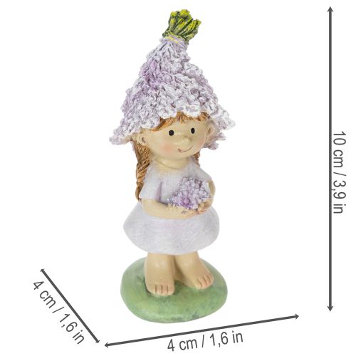 Prodotto Statuetta decorativa raffigurante un bambino e una bambina in un vaso di lavanda, ideale per soggiorno e giardino, 10 cm, 2 pezzi.