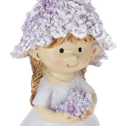 Prodotto Statuetta decorativa raffigurante un bambino e una bambina in un vaso di lavanda, ideale per soggiorno e giardino, 10 cm, 2 pezzi.