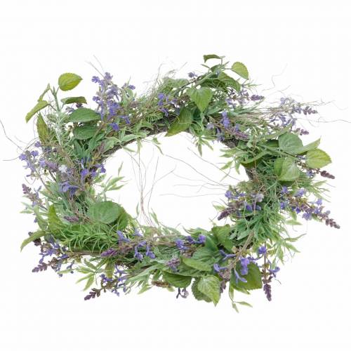 Prodotto Corona di lavanda mediterranea Ø50cm, corona di fiori artificiali con lavanda e rosmarino