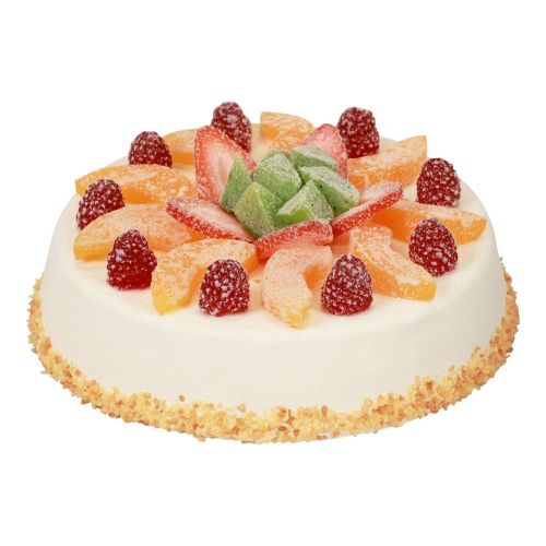 Floristik24 Manichino alimentare, torta artificiale con frutta Ø23cm H8,5cm