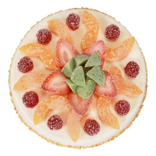 Floristik24 Manichino alimentare, torta artificiale con frutta Ø23cm H8,5cm