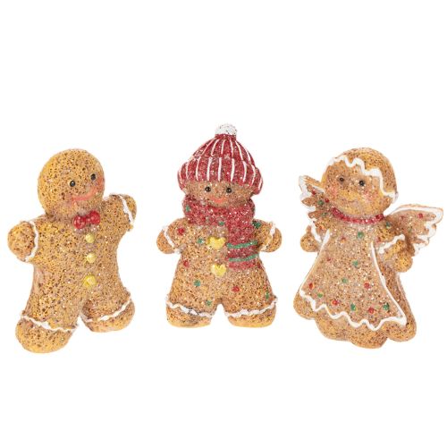 Statuetta decorativa artificiale a forma di omino di pan di zenzero, 8 cm, 3 pezzi
