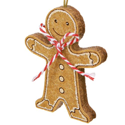 Prodotto Decorazione a forma di omino di pan di zenzero da appendere in legno assortito, 8 cm, 12 pezzi