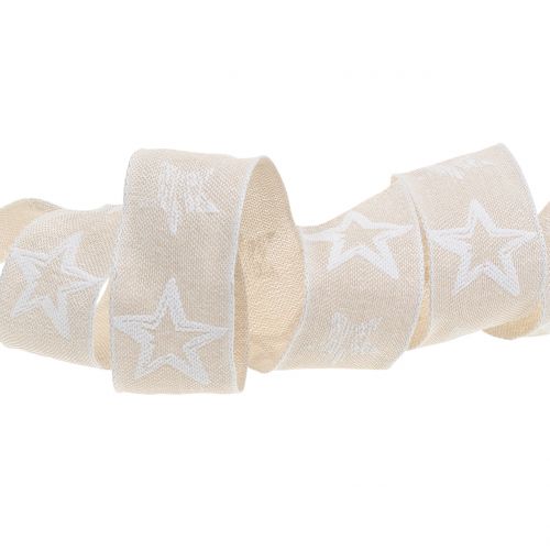 Floristik24 Nastro decorativo in juta con motivo a stella crème 40mm 15m