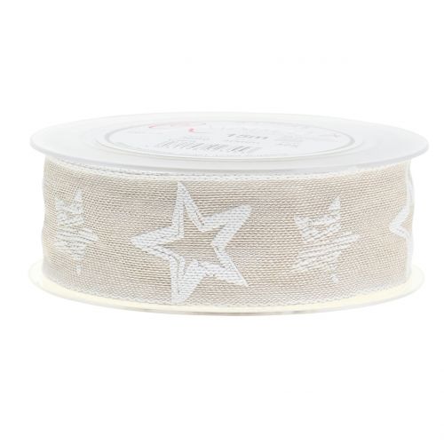 Floristik24 Nastro decorativo in juta con motivo a stella crème 40mm 15m