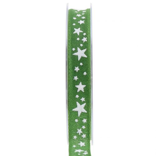 Floristik24 Nastro in juta con motivo a stella verde 15mm 15m