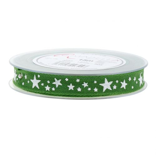 Floristik24 Nastro in juta con motivo a stella verde 15mm 15m