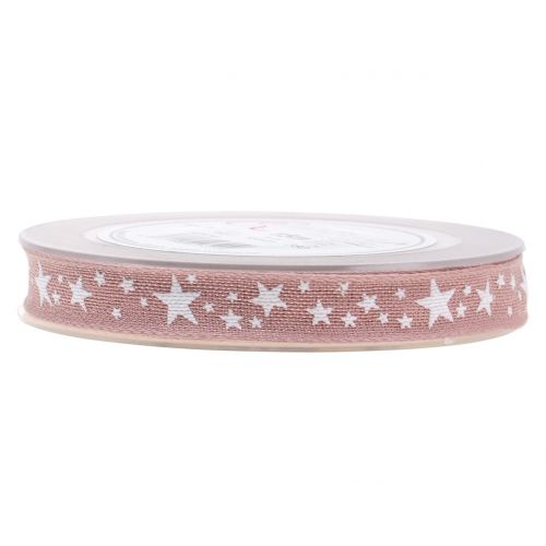 Floristik24 Nastro in juta con motivo a stella rosa 15mm 15m