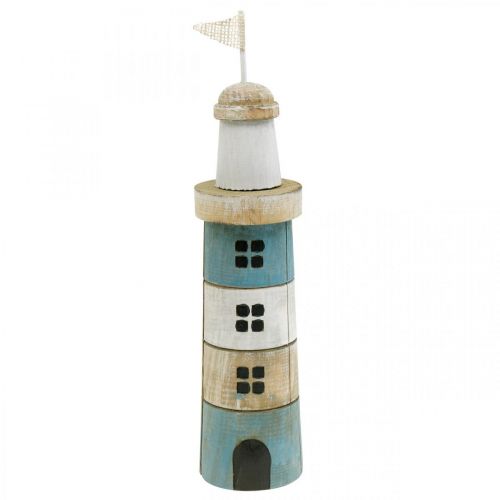 Floristik24 Decorazione marittima, faro in legno, decorazione marina, faro decorativo blu H31cm