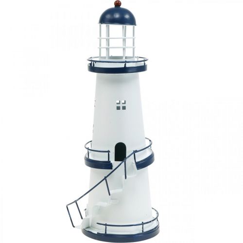 Floristik24 Decorazione estiva in metallo con decorazione marittima blu scuro faro