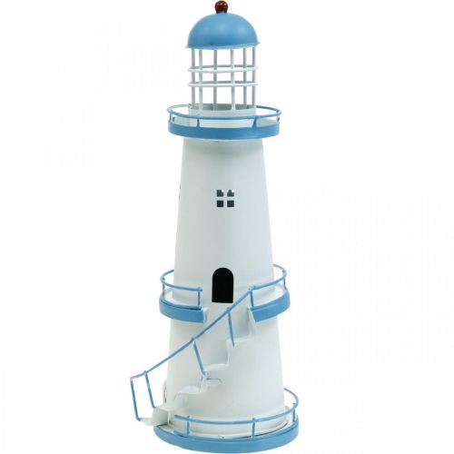 Floristik24 Decorazione in metallo azzurro faro Decorazione marittima