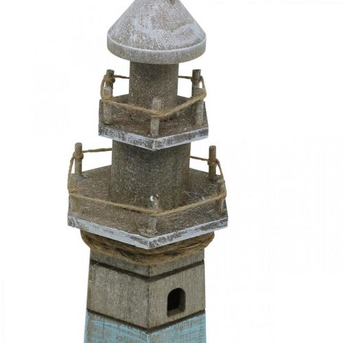 Floristik24 Faro da mettere, decoro marittimo in legno natura, blu-bianco shabby chic H54cm