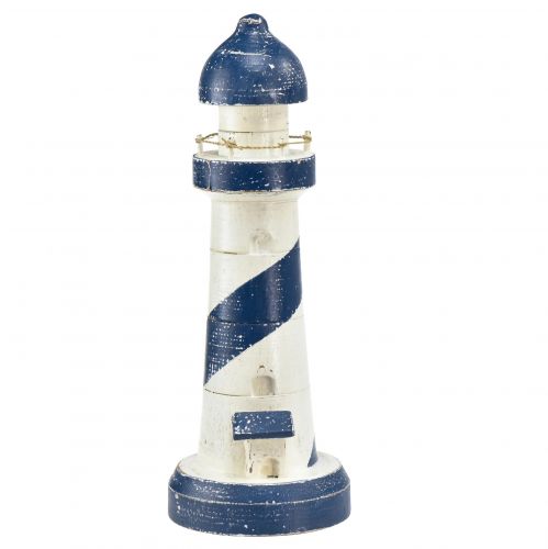 Decorazione da tavolo faro marittimo blu bianco Ø10,5 cm H28,5 cm