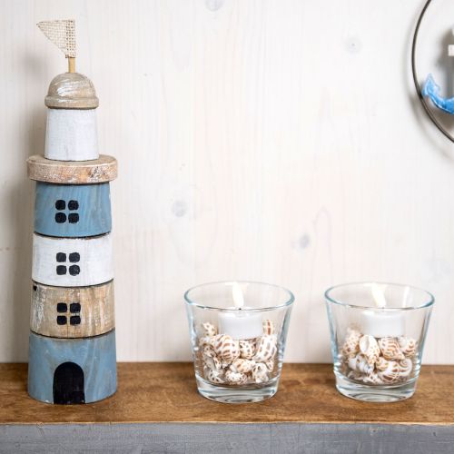 Floristik24 Faro in legno Maritime Wood Deco Blu Bianco H30.5cm