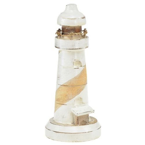 Faro in legno naturale bianco decorazione da tavolo Ø7,5cm H19cm