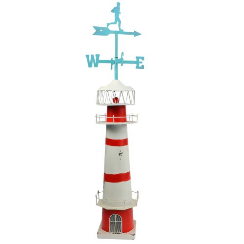 Floristik24 Faro rosso bianco con banderuola 90cm