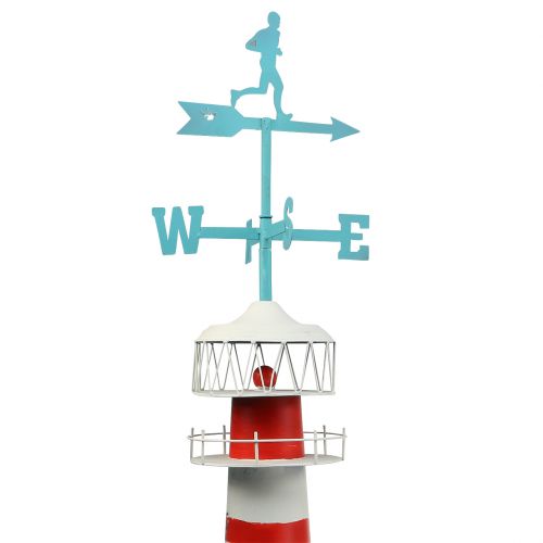 Floristik24 Faro rosso bianco con banderuola 90cm