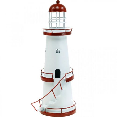 Floristik24 Decorazione estiva in metallo con decorazione marittima rossa faro