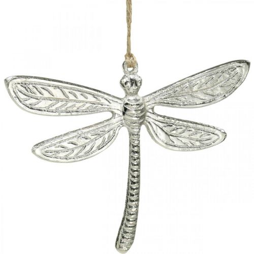 Floristik24 Libellula in metallo, decorazione estiva, libellula decorativa da appendere in argento L12,5 cm