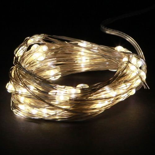 Luci fatate 50 micro LED bianco caldo con timer per batteria 6 pezzi
