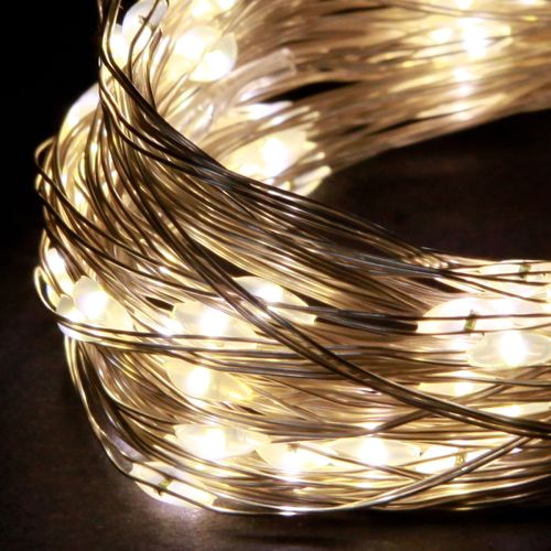 Prodotto Luci fatate 50 micro LED bianco caldo con timer per batteria 6 pezzi