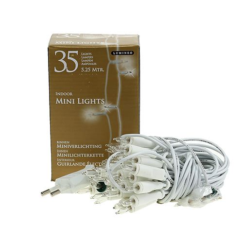 Floristik24 Fiabe mini 35er 5,25m per interno bianco / trasparente