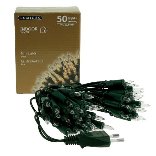 Floristik24 Catena leggera mini 50 7.5m per interno verde/trasparente