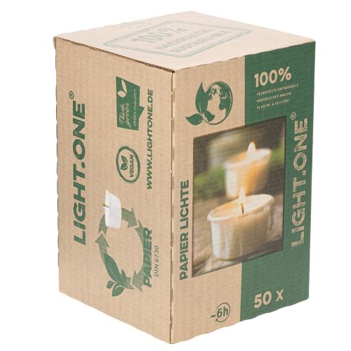 Prodotto Tealight in custodia di carta per occasioni festive e momenti suggestivi Light One 4cm 50 pezzi