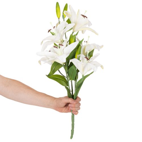Gigli artificiali, 6 fiori bianchi, ramo fiorito realistico, 66 cm | Floristik24.it